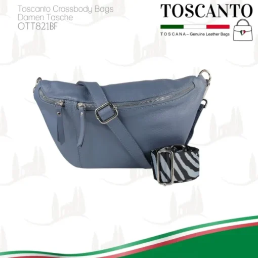 Toscanto Damen Gürteltasche Leder Tasche blau OTT821BF