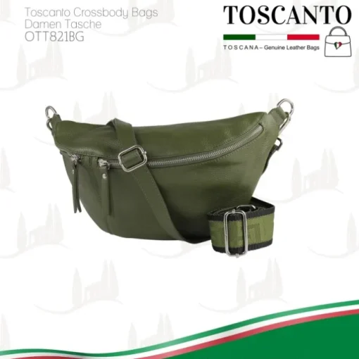 Toscanto Damen Gürteltasche Leder Tasche grün OTT821BG