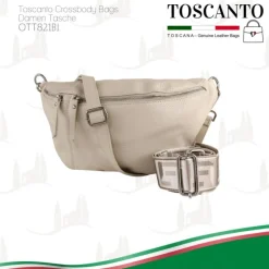 Toscanto Damen Gürteltasche Leder Tasche beige OTT821BI
