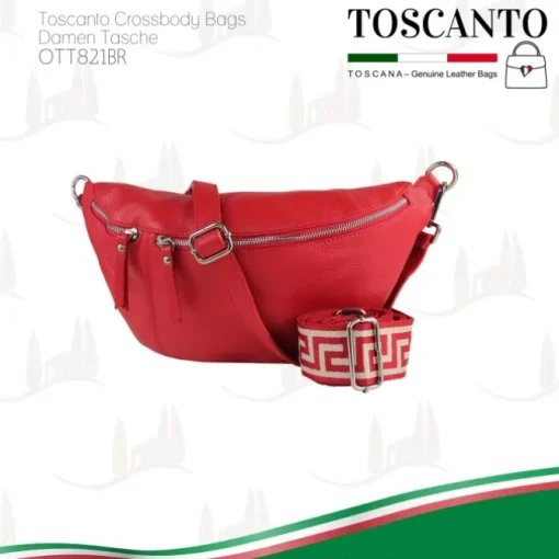 Toscanto Damen Gürteltasche Leder Tasche rot OTT821BR
