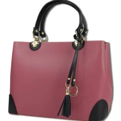 Toscanto Damen Handtasche Leder Tasche altrosa schwarz OTT156HA