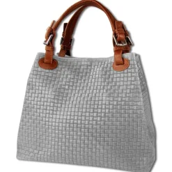 Toscanto Damen Handtasche Leder Tasche grau braun OTT164HK