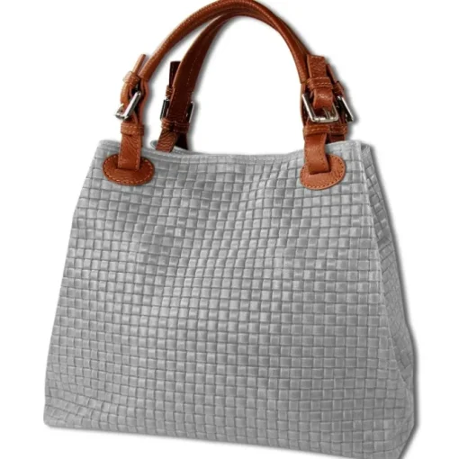 Toscanto Damen Handtasche Leder Tasche grau braun OTT164HK