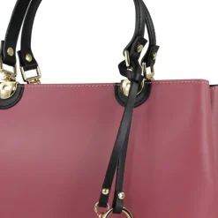 Toscanto Damen Handtasche Leder Tasche altrosa schwarz OTT156HA