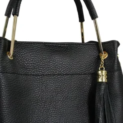 Toscanto Damen Handtasche Leder Tasche schwarz OTT157US