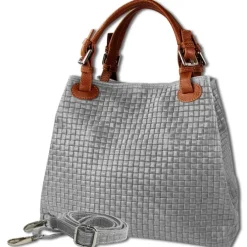 Toscanto Damen Handtasche Leder Tasche grau braun OTT164HK