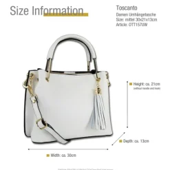 Toscanto Damen Handtasche Leder Tasche weiß OTT157UW