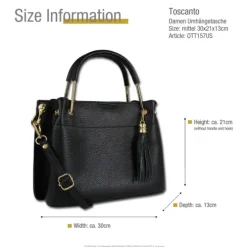 Toscanto Damen Handtasche Leder Tasche schwarz OTT157US