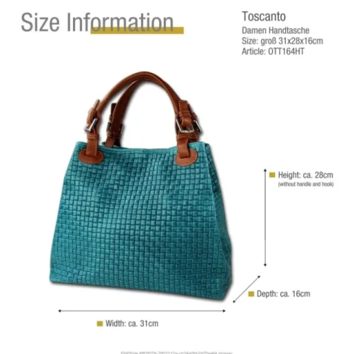 Toscanto Damen Handtasche Leder Tasche türkis braun OTT164HT