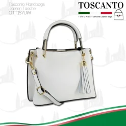 Toscanto Damen Handtasche Leder Tasche weiß OTT157UW