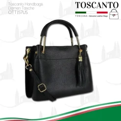 Toscanto Damen Handtasche Leder Tasche schwarz OTT157US