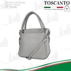 Toscanto Damen Handtasche Leder Tasche hellgrau OTT160HK