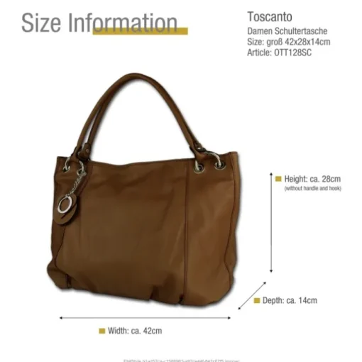 Toscanto Damen Henkeltasche Leder Tasche helltaupe braun OTT128SC