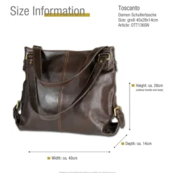 Toscanto Damen Henkeltasche Shopper Leder Tasche braun OTT136SN