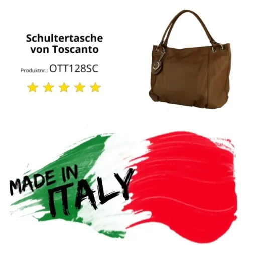 Toscanto Damen Henkeltasche Leder Tasche helltaupe braun OTT128SC