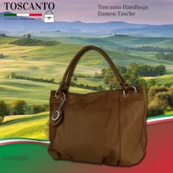 Toscanto Damen Henkeltasche Leder Tasche helltaupe braun OTT128SC