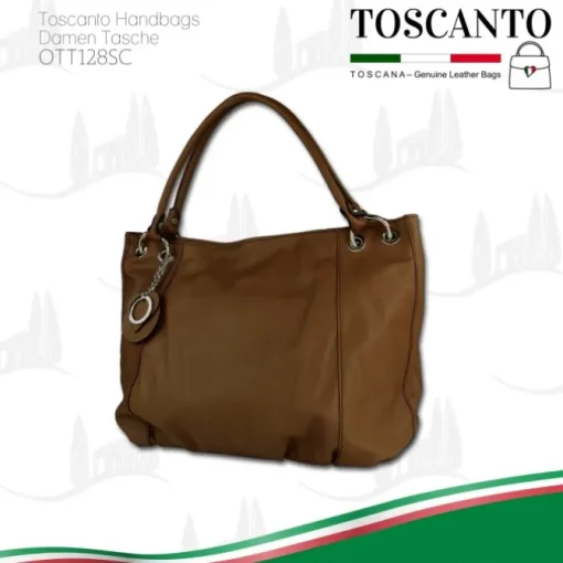 Toscanto Damen Henkeltasche Leder Tasche helltaupe braun OTT128SC
