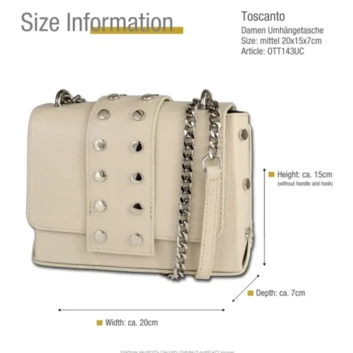 Toscanto Damen Jugend Abendtasche Leder Tasche beige weiß OTT143UC