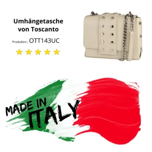 Toscanto Damen Jugend Abendtasche Leder Tasche beige weiß OTT143UC