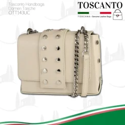 Toscanto Damen Jugend Abendtasche Leder Tasche beige weiß OTT143UC