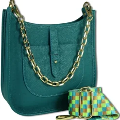 Toscanto Damen Jugend Citytasche Leder Tasche türkis OTT158UT