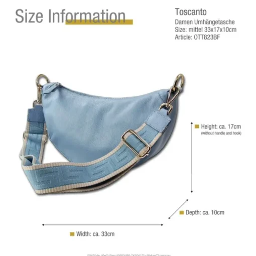Toscanto Damen Jugend Citytasche Leder Tasche hellblau OTT823BF