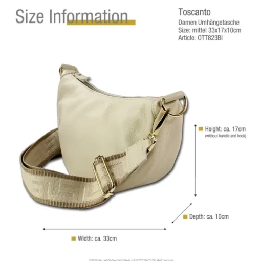 Toscanto Damen Jugend Citytasche Leder Tasche beige OTT823BI