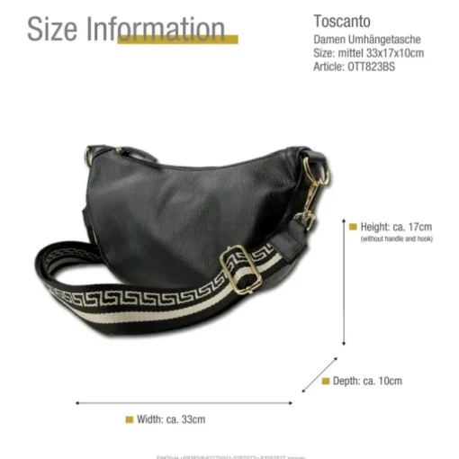 Toscanto Damen Jugend Citytasche Leder Tasche schwarz OTT823BS