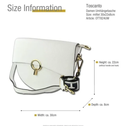 Toscanto Damen Jugend Citytasche Leder Tasche weiß OTT824UW