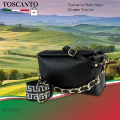 Toscanto Damen Jugend Citytasche Leder Tasche schwarz OTT818US