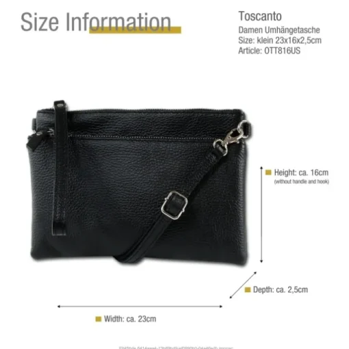 Toscanto Damen Jugend Handgelenktasche Leder Tasche schwarz OTT816US