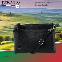 Toscanto Damen Jugend Handgelenktasche Leder Tasche schwarz OTT816US