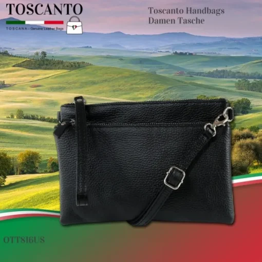 Toscanto Damen Jugend Handgelenktasche Leder Tasche schwarz OTT816US