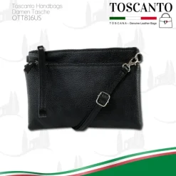 Toscanto Damen Jugend Handgelenktasche Leder Tasche schwarz OTT816US