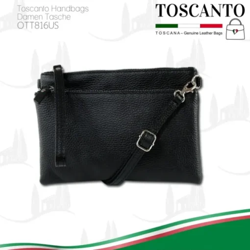 Toscanto Damen Jugend Handgelenktasche Leder Tasche schwarz OTT816US
