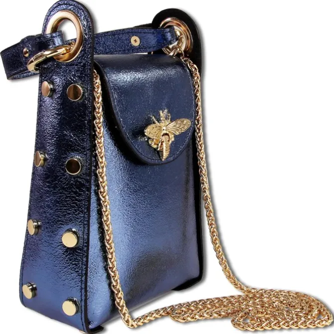 Toscanto Damen Leder Tasche blau metallic OTTM802UM