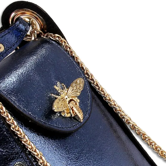 Toscanto Damen Leder Tasche blau metallic OTTM802UM