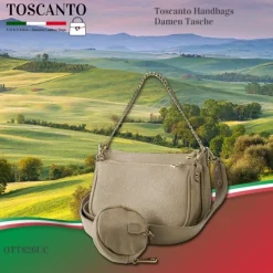 Toscanto Damen Leder Tasche taupe beige OTT826UC