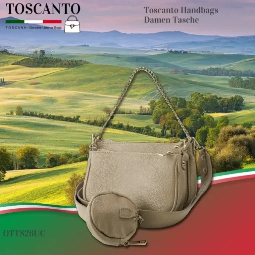Toscanto Damen Leder Tasche taupe beige OTT826UC