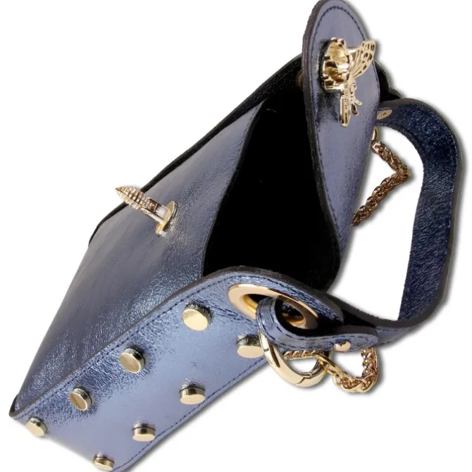 Toscanto Damen Leder Tasche blau metallic OTTM802UM