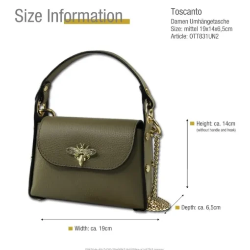 Toscanto Damen Leder Tasche graugrün dunkeltaupe OTT831UN2