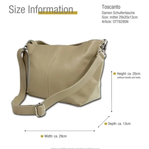 Toscanto Damen Leder Tasche taupe beige OTT829SN
