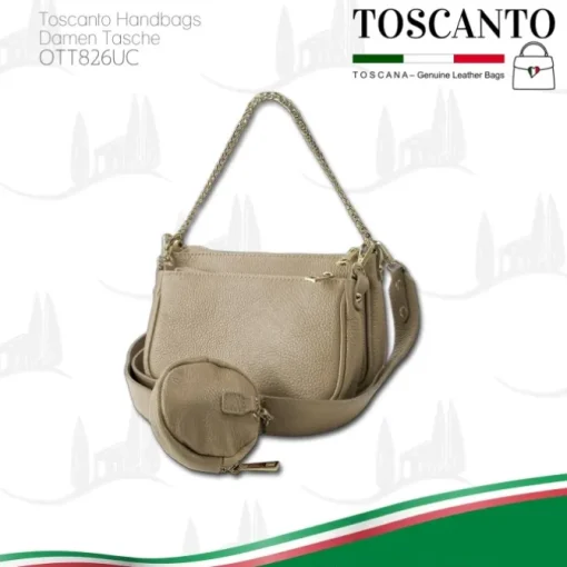 Toscanto Damen Leder Tasche taupe beige OTT826UC