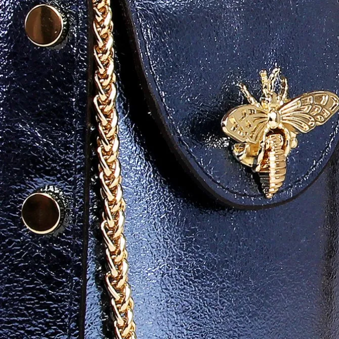 Toscanto Damen Leder Tasche blau metallic OTTM802UM