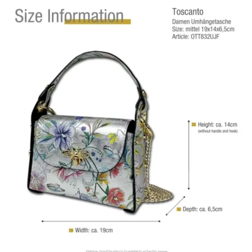 Toscanto Damen Leder Tasche silber farbig OTT832UJF