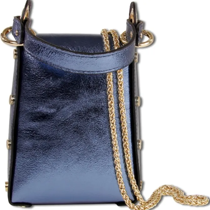 Toscanto Damen Leder Tasche blau metallic OTTM802UM