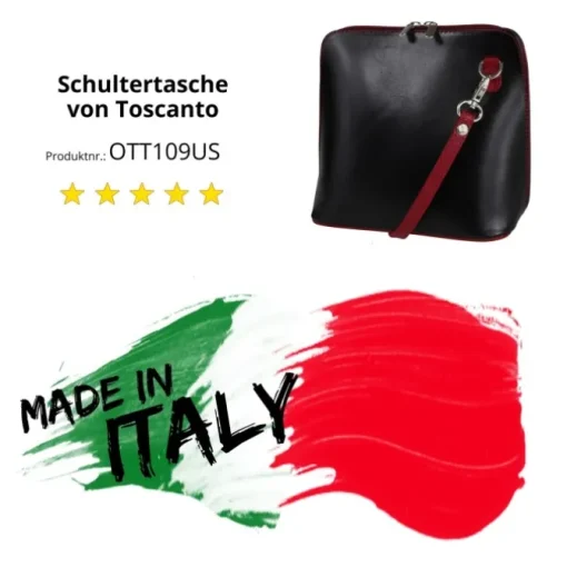 Toscanto Damen Leder Tasche schwarz rot OTT109US