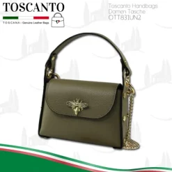 Toscanto Damen Leder Tasche graugrün dunkeltaupe OTT831UN2