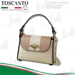 Toscanto Damen Leder Tasche beige rosa OTT833UIA