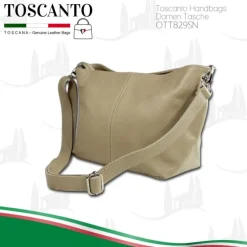 Toscanto Damen Leder Tasche taupe beige OTT829SN